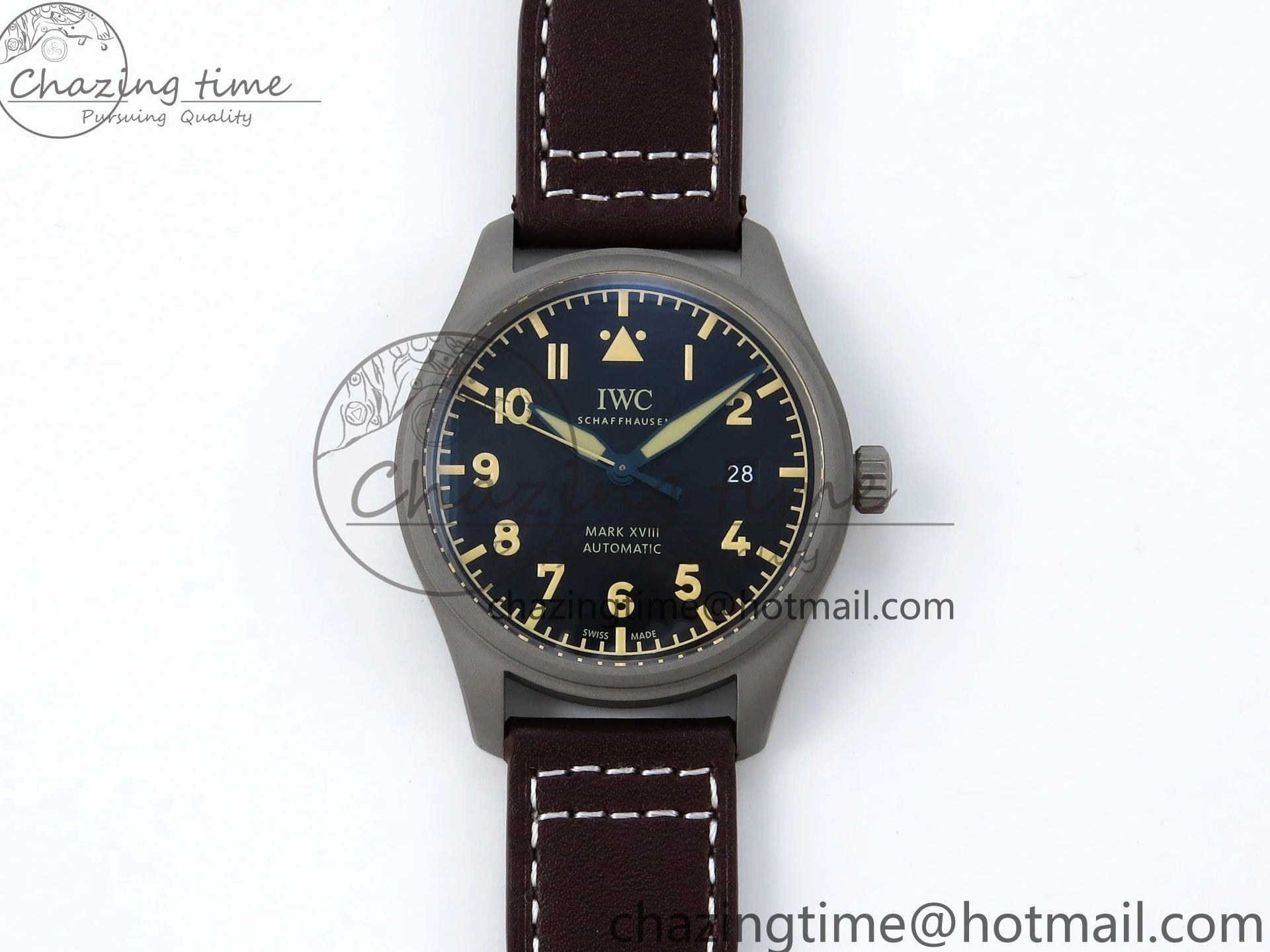 MIROTIME 0515 Pilot Mark XVIII Titanium BLSF 1:1 Best Edition Black Dial on Brown Leather Strap MIYOTA Popular 7020